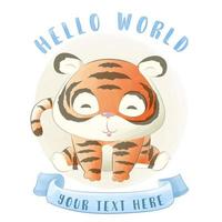 Baby milestone animals card cute tiger illustration vector