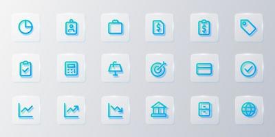 Blue Gradient Business Icon set vector