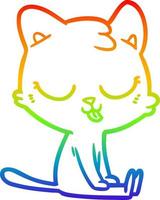 rainbow gradient line drawing cartoon cat vector