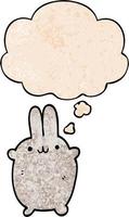 cartoon rabbit and thought bubble in grunge texture pattern style vector