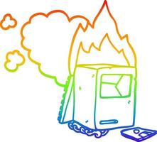 rainbow gradient line drawing cartoon broken computer vector