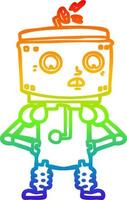 rainbow gradient line drawing cartoon robot with hands on hips vector