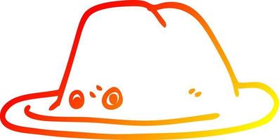 warm gradient line drawing cartoon hat vector