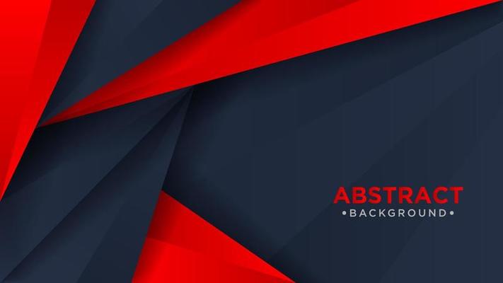 Modern 3d geometry shapes black with red borders on dark background. Luxurious bright red with metallic effect.