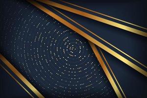 Luxury black background with a combination glowing golden dots with 3D style. Abstract black papercut textured background with shining golden halftone pattern. vector