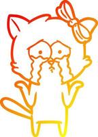 warm gradient line drawing cartoon cat vector