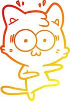 warm gradient line drawing cartoon surprised cat vector