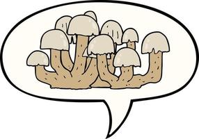 cartoon mushroom and speech bubble vector