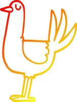 warm gradient line drawing cartoon tall bird vector