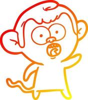 warm gradient line drawing cartoon shocked monkey vector