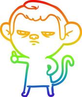 rainbow gradient line drawing cartoon annoyed monkey vector