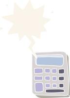 cartoon calculator and speech bubble in retro style vector
