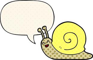 cartoon snail and speech bubble in comic book style vector