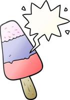 cartoon ice lolly and speech bubble in smooth gradient style vector