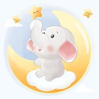 Baby elephant twinkle twinkle little star vector