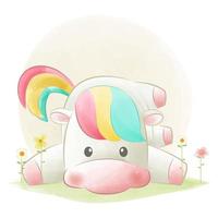 Cute unicorn, pony horse sleeping illustration vector