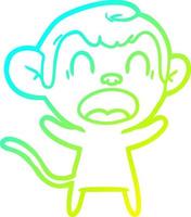 cold gradient line drawing shouting cartoon monkey vector