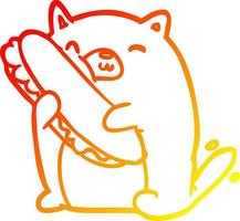 warm gradient line drawing cat loving the amazing sandwich he's just made for lunch vector