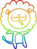 rainbow gradient line drawing cartoon bored lion vector