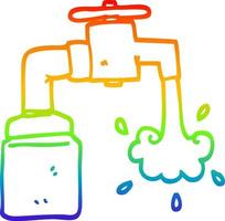 rainbow gradient line drawing cartoon running faucet vector