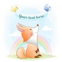 Baby shower animal illustration with cute mom and little fox vector
