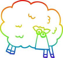 rainbow gradient line drawing cartoon black sheep vector