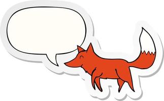 cartoon wolf and speech bubble sticker vector