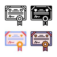 colección de estilo de conjunto de iconos de certificado vector