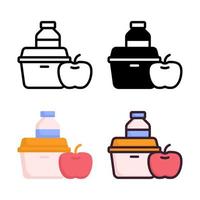 Lunch Box Icon Set Style Collection vector