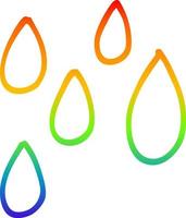 dibujo de línea de gradiente de arco iris gotas de pintura verde de dibujos animados vector