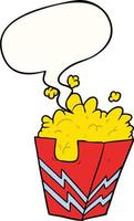 cartoon box of popcorn and speech bubble vector