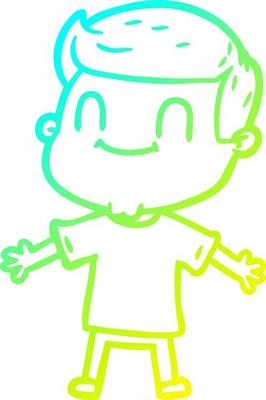 cold gradient line drawing cartoon friendly man