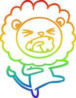 rainbow gradient line drawing cartoon angry lion vector