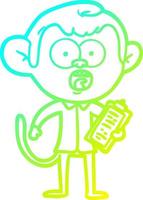 cold gradient line drawing cartoon shocked monkey vector