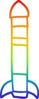 rainbow gradient line drawing cartoon tall rocket vector