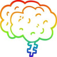 rainbow gradient line drawing cartoon brain vector