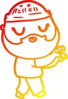 warm gradient line drawing cartoon man with beard vector