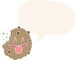 cartoon cookie and speech bubble in retro style vector