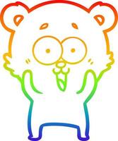 rainbow gradient line drawing laughing teddy  bear cartoon vector