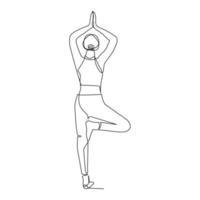 Vector illustration of woman doing exercise hand drawn in line art style