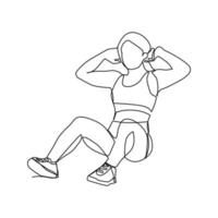 Vector illustration of woman doing exercise hand drawn in line art style