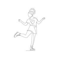 Vector illustration of a dancing girl drawn in line art style