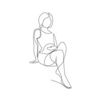 Vector illustration of a pregnant woman drawn in line-art style