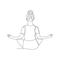 Vector illustration of a meditating woman drawn in line-art style