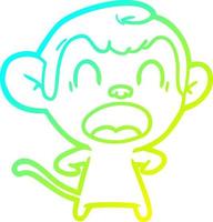 cold gradient line drawing shouting cartoon monkey vector