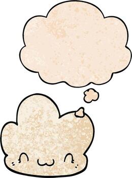 cartoon cloud and thought bubble in grunge texture pattern style vector