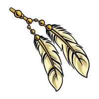 multipurpose beautiful feather accessories with gold sequins vector