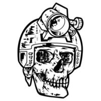 Calavera de casco clásico que no se desvanece su singularidad. vector