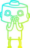 cold gradient line drawing cartoon robot vector