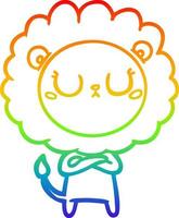 rainbow gradient line drawing cartoon lion vector